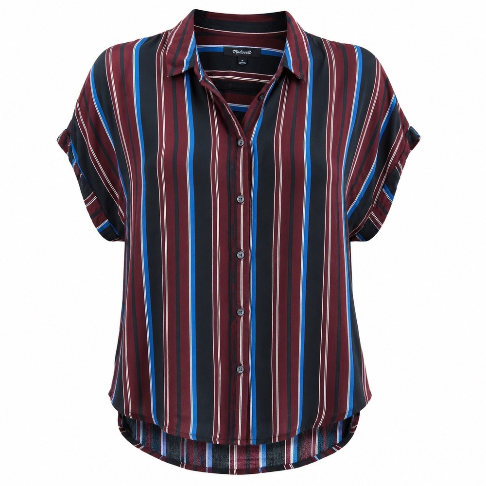 Madewell Central Shirt M Viscose Dark Academia Striped Oversized Button Up